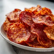 2 Ingredient Pizza Chip with Pepperoni in 15 Minutes