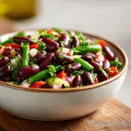 Three Bean Salad with Tangy Vinaigrette in 10 Minutes