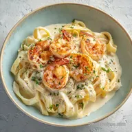 Shrimp Fettuccine Alfredo for 4 Servings with Pan-Seared Shrimp