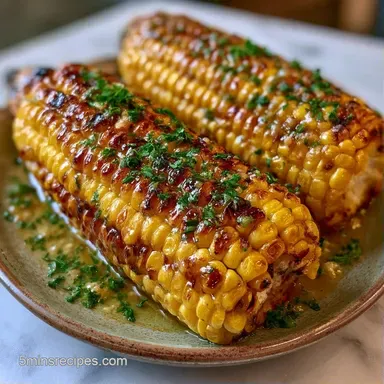 10 Minute Grilled Corn Cob with Garlic Recipe Card