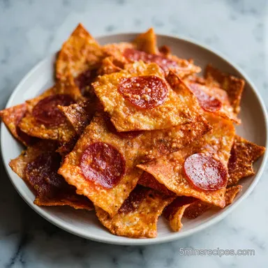 2 Ingredient Pizza Chip with Pepperoni in 15 Minutes Recipe Card
