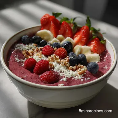 5 Minute Smoothie Bowl with Mixed Berries Recipe Card