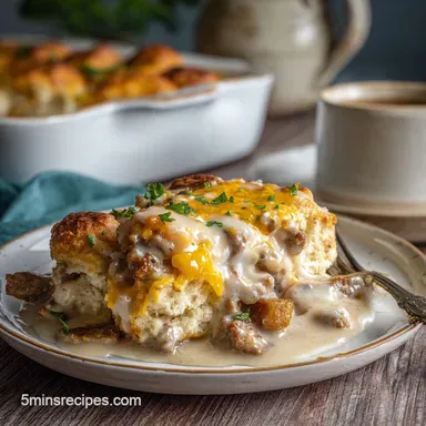 Biscuits and Gravy Breakfast Casserole: Make-Ahead Recipe Card
