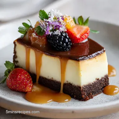 Caramel Brownie Cheesecake Bliss for 16 Servings Recipe Card