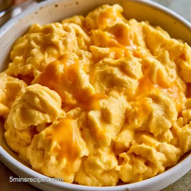 Cheesy Scrambled Eggs in 5 Minutes Recipe Card