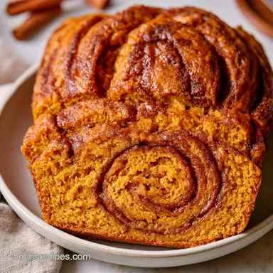 Cinnamon Swirl Pumpkin Bread in 85 Min Recipe Card