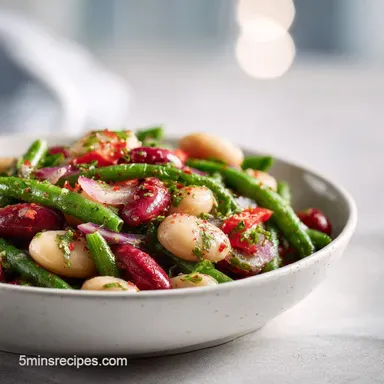 Three Bean Salad with Tangy Vinaigrette in 10 Minutes Recipe Card
