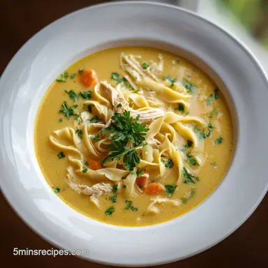Creamy Chicken Noodle Soup for 4 Servings Recipe Card