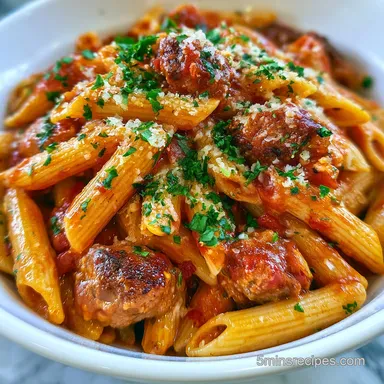 Pasta With Sausage in 25 Minutes Recipe Card