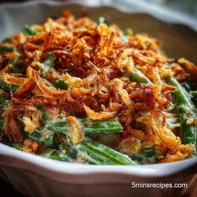 Easy Crock Pot Green Bean Casserole Recipe with Fried Onions - Creamy