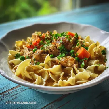 Crockpot Chicken Noodles for 6 Servings Recipe Card