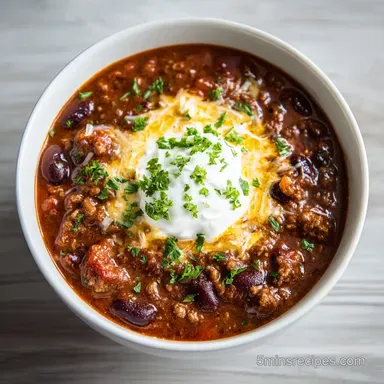 Homemade Chili Recipe for 8 Servings Recipe Card