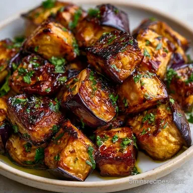 Easy Oven Roasted Eggplant in 25 Minutes Recipe Card