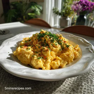 Easy Scrambled Eggs: Silky, Soft Curd Finish Recipe Card