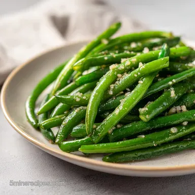 Garlic Butter Green Beans in 15 Minutes Pan-Seared Recipe Card