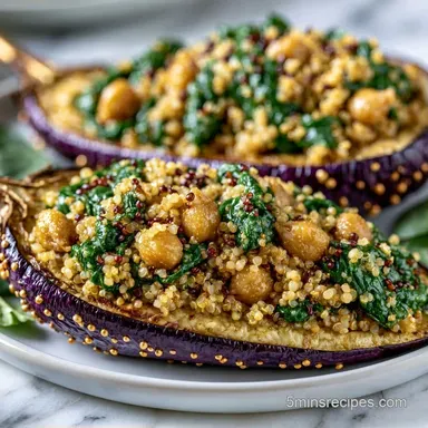 Healthy Baked Stuffed Eggplant for 4 Recipe Card