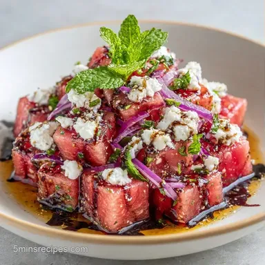 Healthy Watermelon Feta Salad for 6 Recipe Card