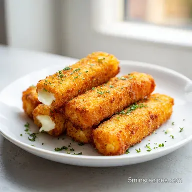 Homemade Mozzarella Sticks: Crispy Baked Snack for 24 Servings Recipe Card
