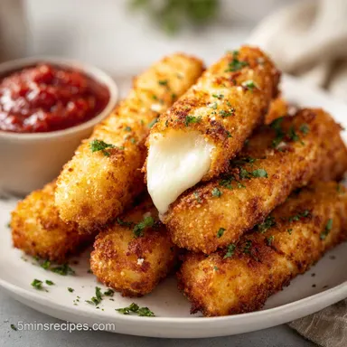 Mozzarella Sticks: Crispy Golden Appetizer for 16 Servings Recipe Card