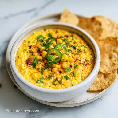Hot Corn Dip with Green Chilies in 30 Minutes Recipe Card