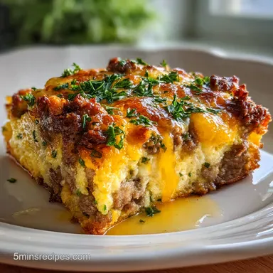 Jimmy Dean Breakfast Casserole Overnight Prep & Baked Recipe Card