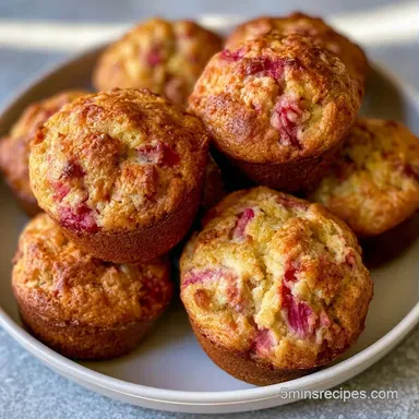 35-Minute Rhubarb Muffins Recipe Card