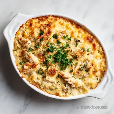 Boursin Orzo Bake with Chicken for 4 Servings: Creamy and Baked Recipe Card