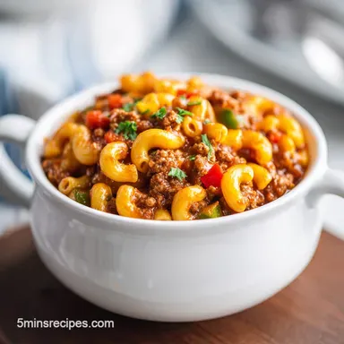 Chili Macaroni in 40 Minutes: One-Pot Ground Beef Dinner Recipe Card