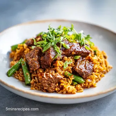 Beef and Rice Recipe in 30 Minutes Recipe Card