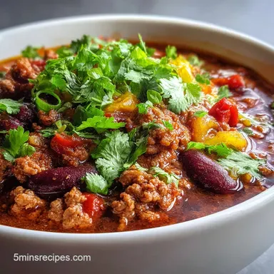 Quick Easy Chili Recipe in 25 Minutes Recipe Card