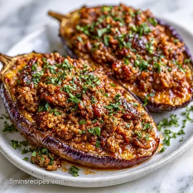 Quick Garlic Stuffed Eggplant in 40 Min Recipe Card