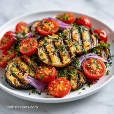 Quick Grilled Eggplant Salad for 4 Servings