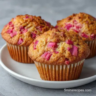 Moist Rhubarb Sour Cream Muffins Recipe Card