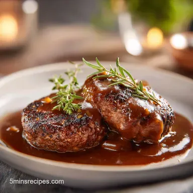 Salisbury Steak with Silky Brown Onion Gravy in 35 Minutes Recipe Card