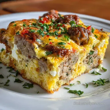Breakfast Idea for a Crowd with Sausage and Egg Casserole: Make-Ahead Recipe Card