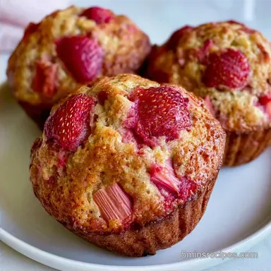 Strawberry Rhubarb Muffins in 35 Mins