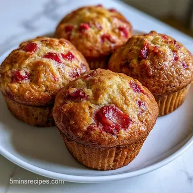 Yogurt Strawberry Rhubarb Muffins Recipe Card