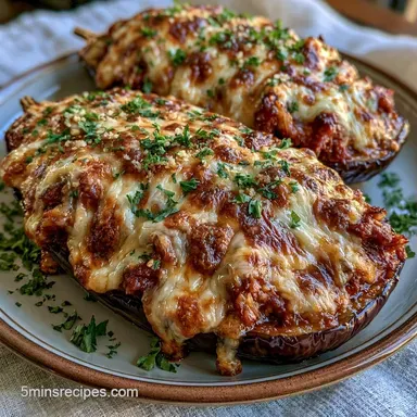 Stuffed Eggplant Parmesan for 6 Servings Recipe Card