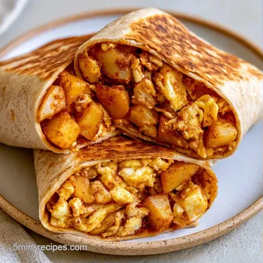 Vegetarian Breakfast Burritos Meal Prep Recipe Card
