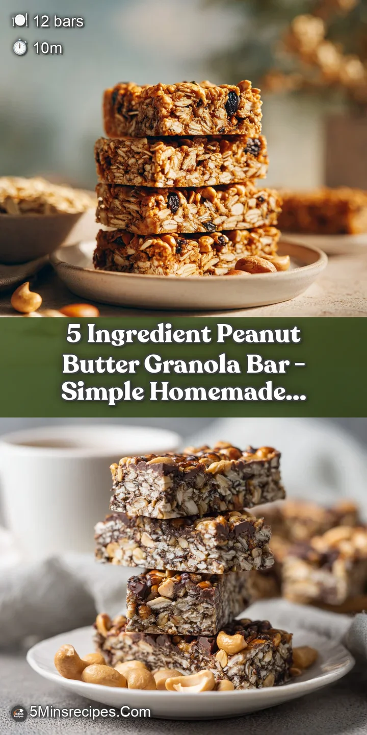 Close-up of a thick, textured granola bar, revealing crunchy oats and smooth, rich peanut butter pockets.