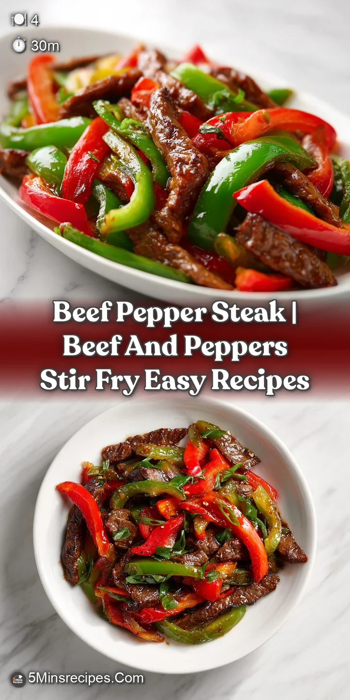 Close-up of succulent beef strips and charred peppers coated in a thick, savory brown sauce with glistening edges.
