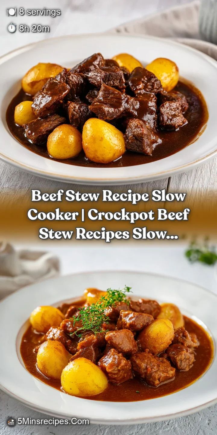 Close-up of tender, slow-cooked beef chunks and soft carrots glistening in a thick, savory brown reduction.