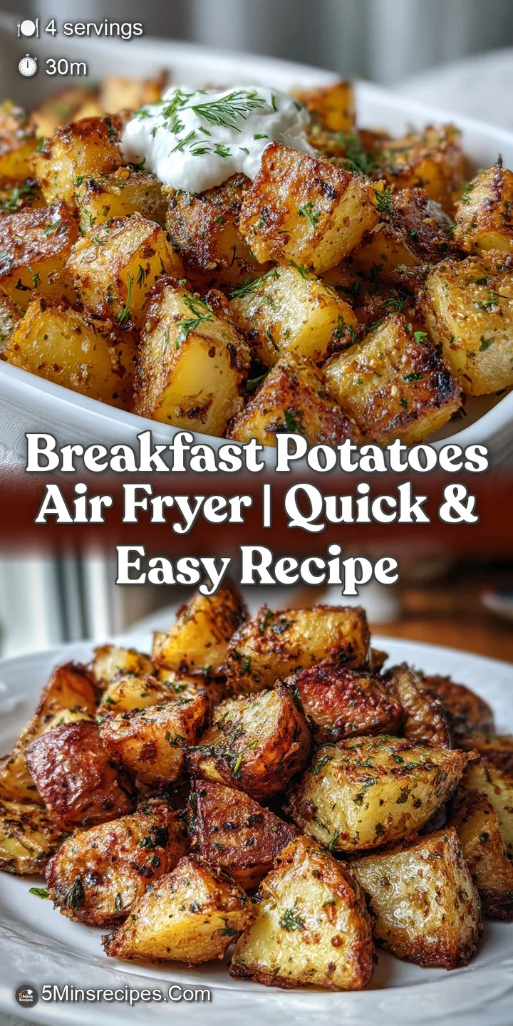 Close-up showcases the rough, golden-brown texture of crispy air fryer potatoes. Hints of seasoning visible. Fluffy interi...