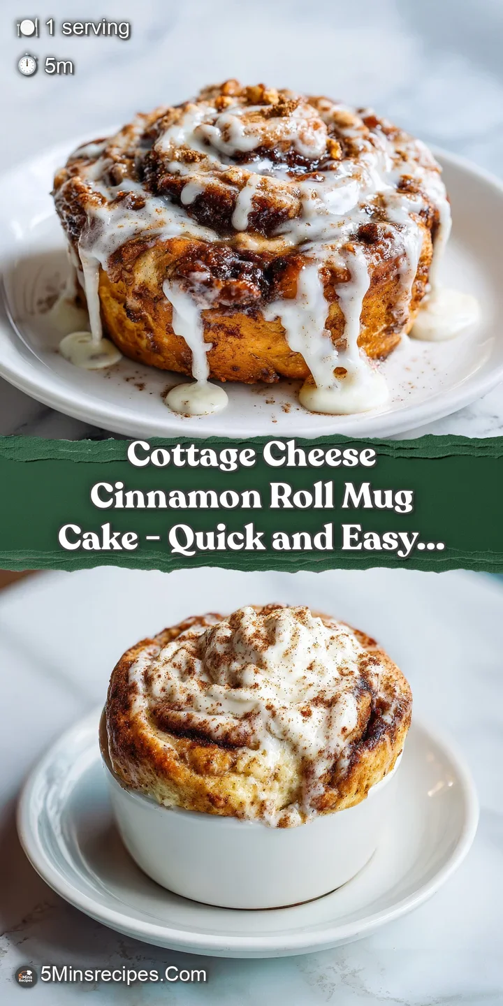 Close-up of a fluffy, golden mug cake with visible cinnamon spirals and a glistening sweet glaze.
