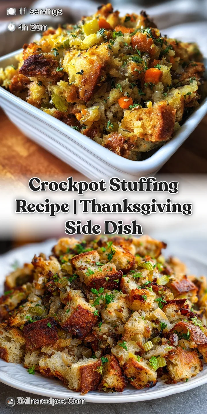 Close-up of moist, savory stuffing with visible celery, onion, and herbs. Warm, golden hues suggest a comforting, flavorfu...