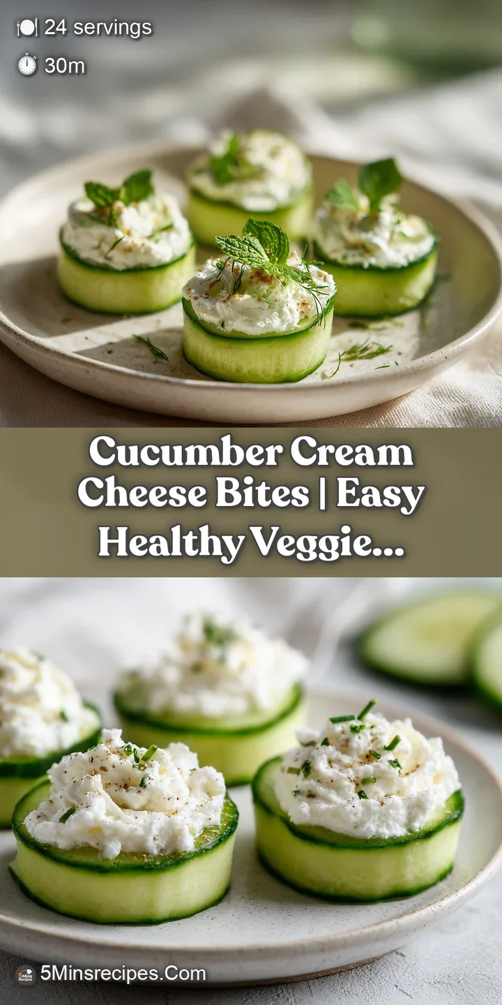 Close-up of a crisp cucumber bite with a dollop of airy cream cheese, dusted with a hint of green herbs.