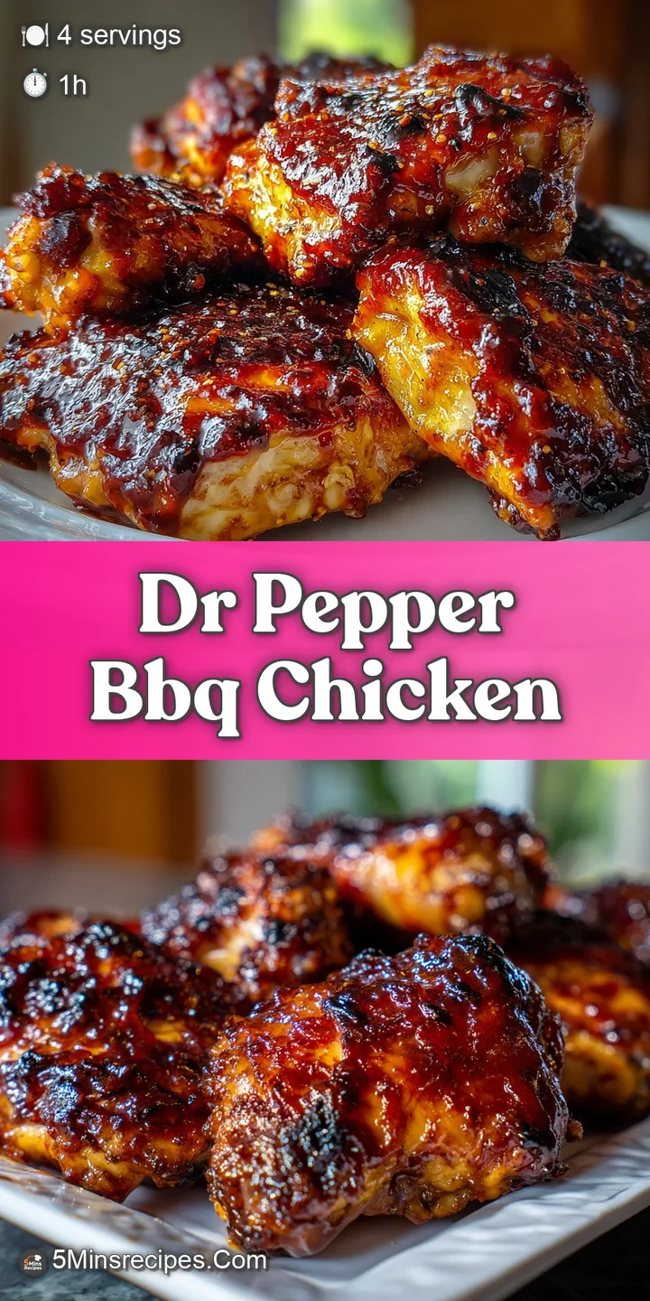 Close-up of tender, shredded chicken coated in a deep reddish-brown BBQ sauce, with visible flecks of herbs and glistening...