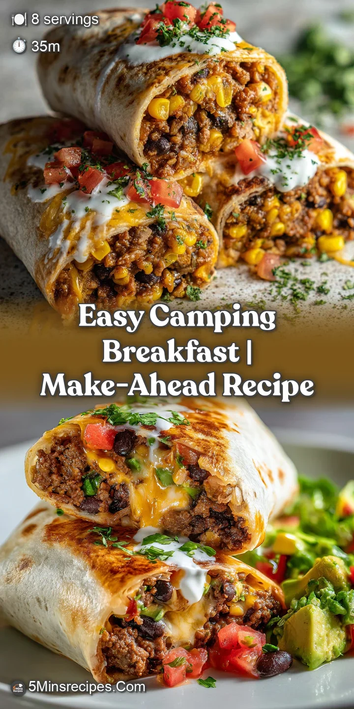 Close-up of camping breakfast foil packet showing melted cheese oozing over seasoned sausage and fluffy scrambled eggs.