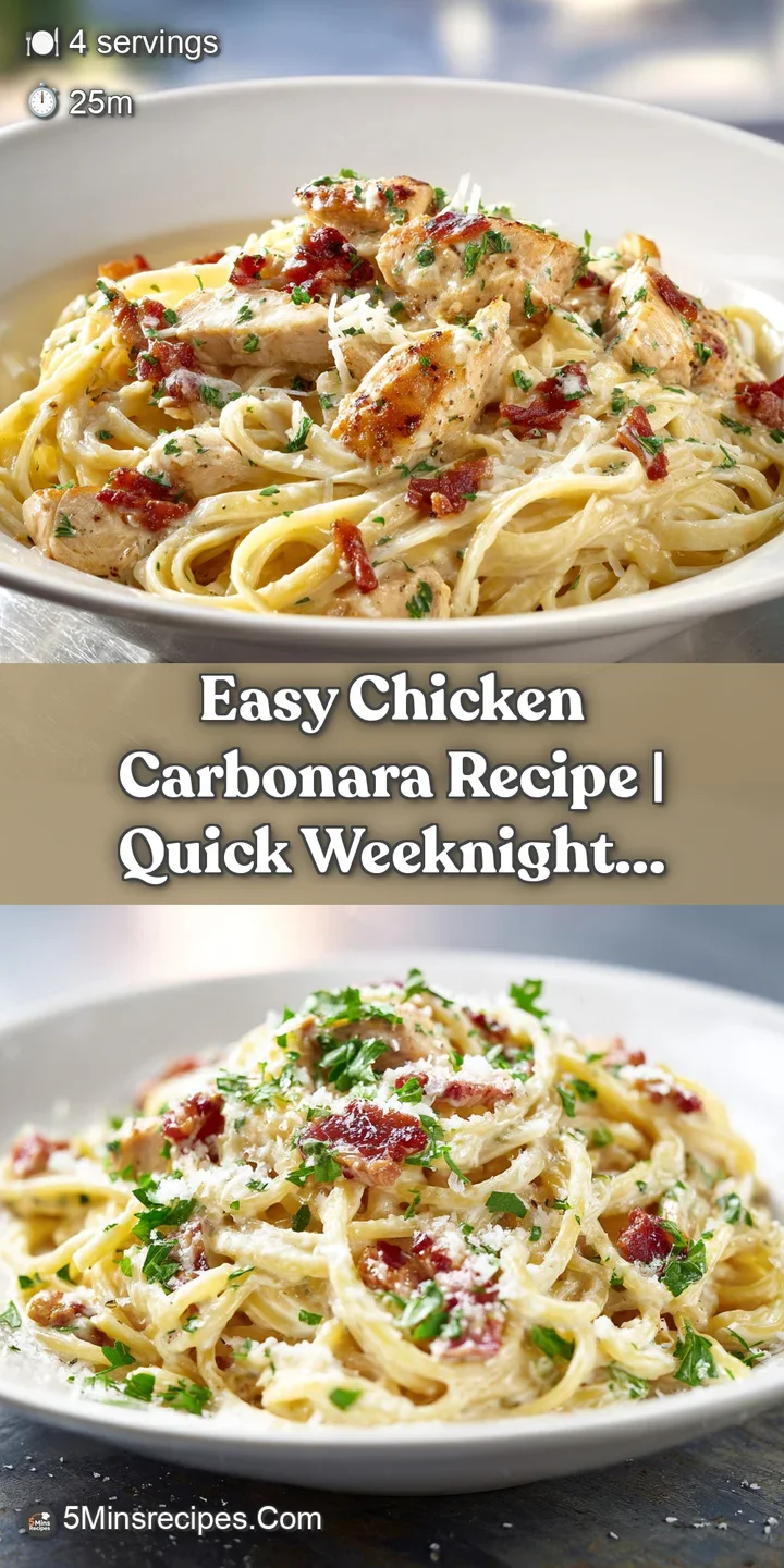 Close-up of luscious carbonara: creamy sauce pools around tender chicken, promising a rich and flavorful bite.