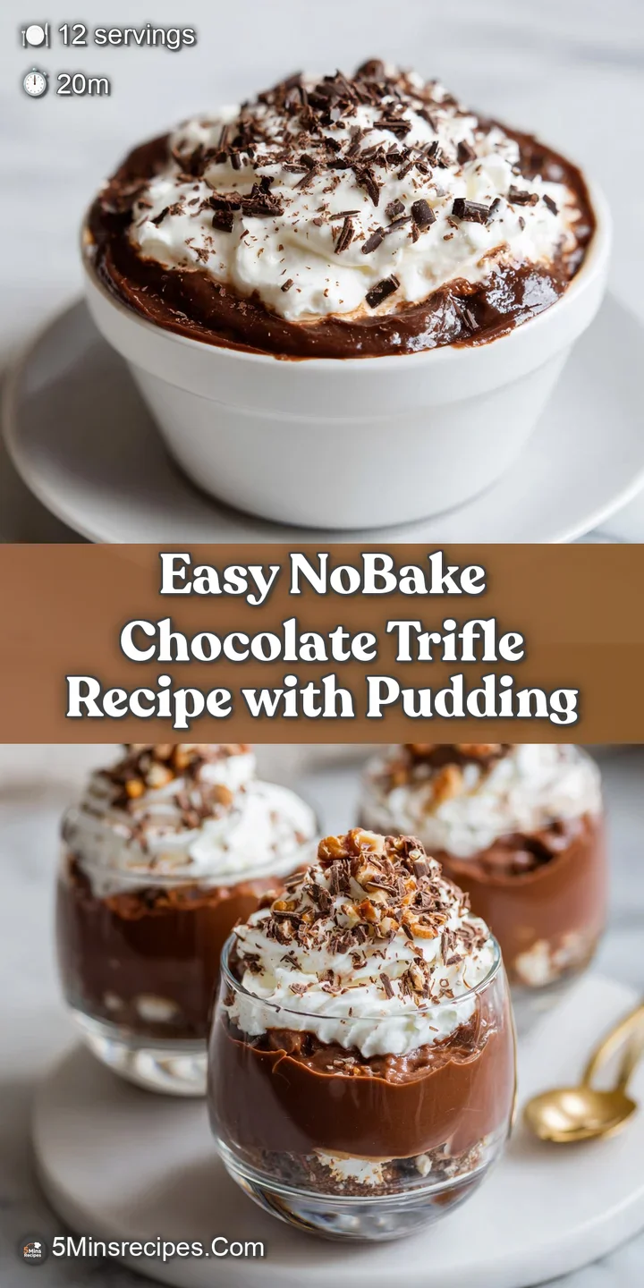 Close-up of a decadent chocolate trifle; swirls of creamy textures, deep chocolate colors, and moist cake layers visible.